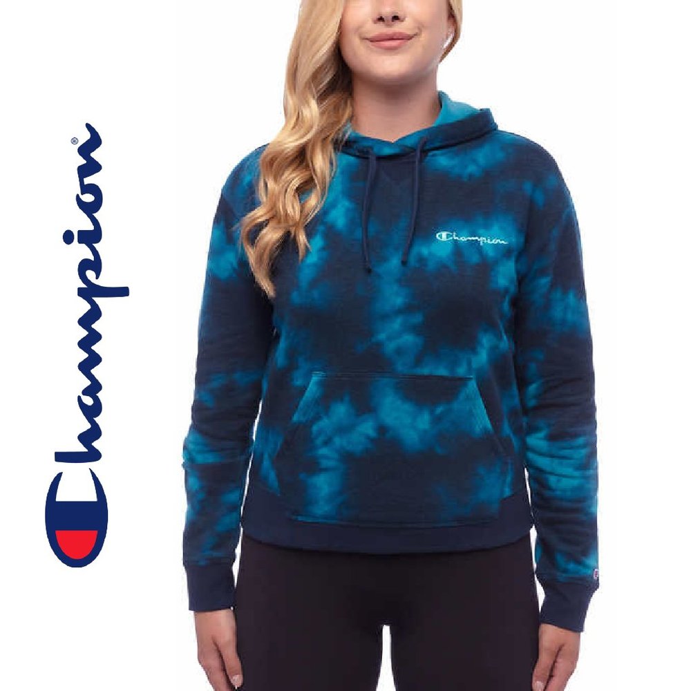 Champion Blue Tie Dye Hoodie Sweatshirt - Picture 1 of 5